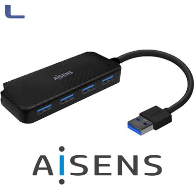 hub usb 3.0 4 porte e adattatore lan gigabit grey aisens 15cm