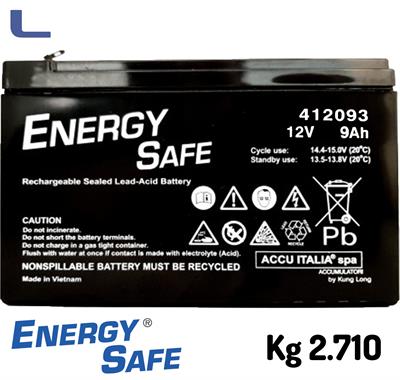 batteria al piombo 12v 9ah energy safe  faston grande *742