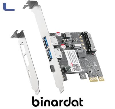 scheda pci express 2 porte usb 3.0 e 1 type c autoalimentata*743