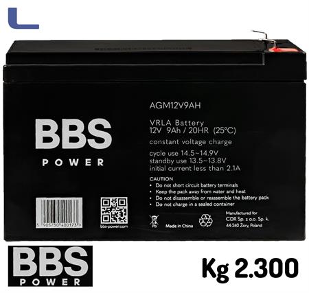 batteria al piombo 12v 9ah bbs power  faston grande *677