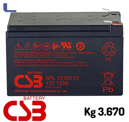 batteria al piombo 12v 12ah csb *329